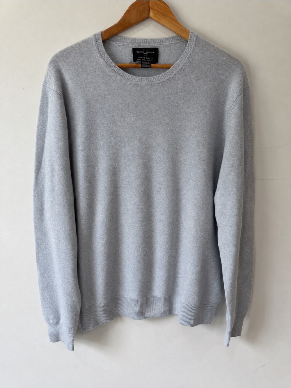 Black Brown 1826 100% 2-Ply Cashmere Crewneck Sweater XL Gray